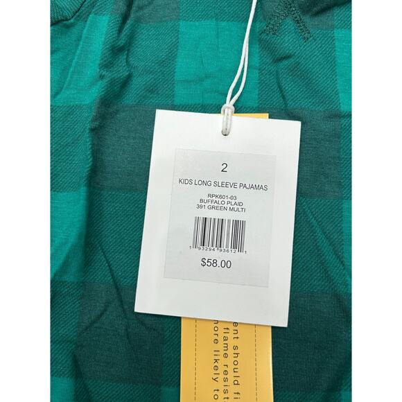 NWT Rachel Parcell Kids Dark Green Buffalo Plaid Long Sleeve Pajamas Set Size 2 - Picture 3 of 7
